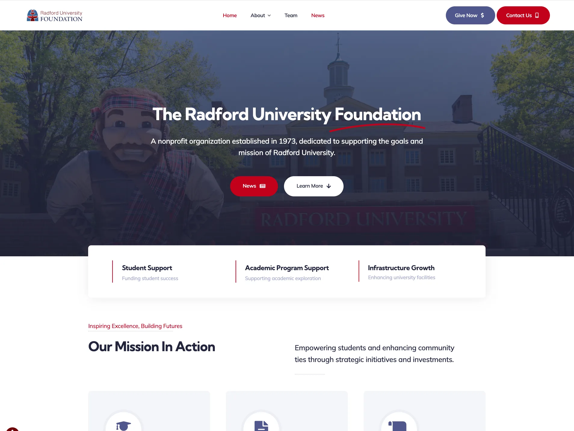 RU Foundation website homepage on desktop